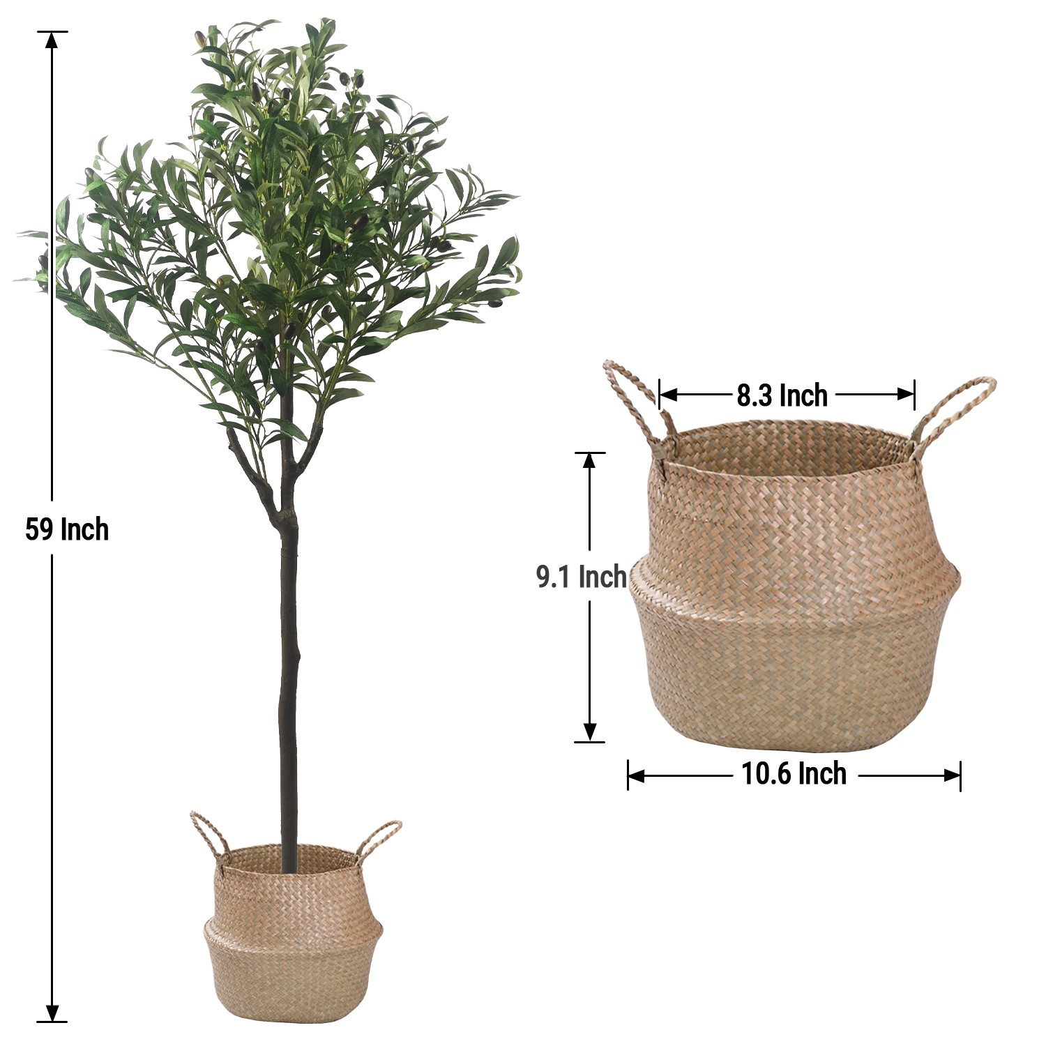 Nearly Natural Artificial Indoor Silk Faux Olive Tree with Plant Pot