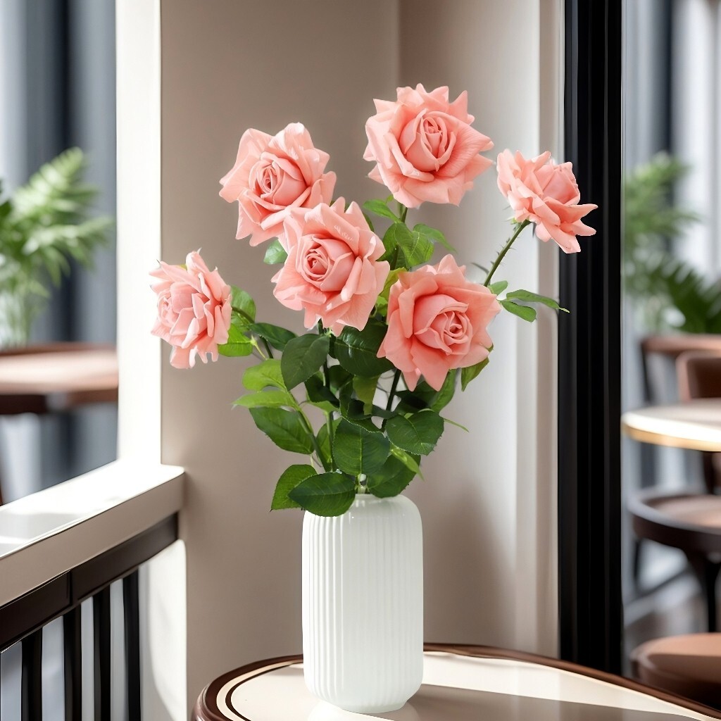 6-Pcs Artificial Rose High Simulation Bionic Technology Flowers Gift