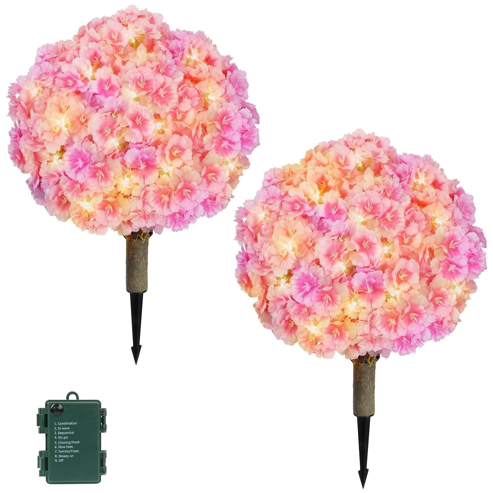 Artificial Flowers Bushes for Outdoors Pink Artificial Boxwood Topiary Lighte…
