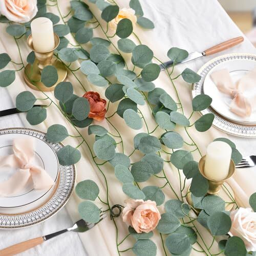 86 Feet 12 Strands Artificial Eucalyptus Leaf Plants 12pcs Eucalyptus Vine