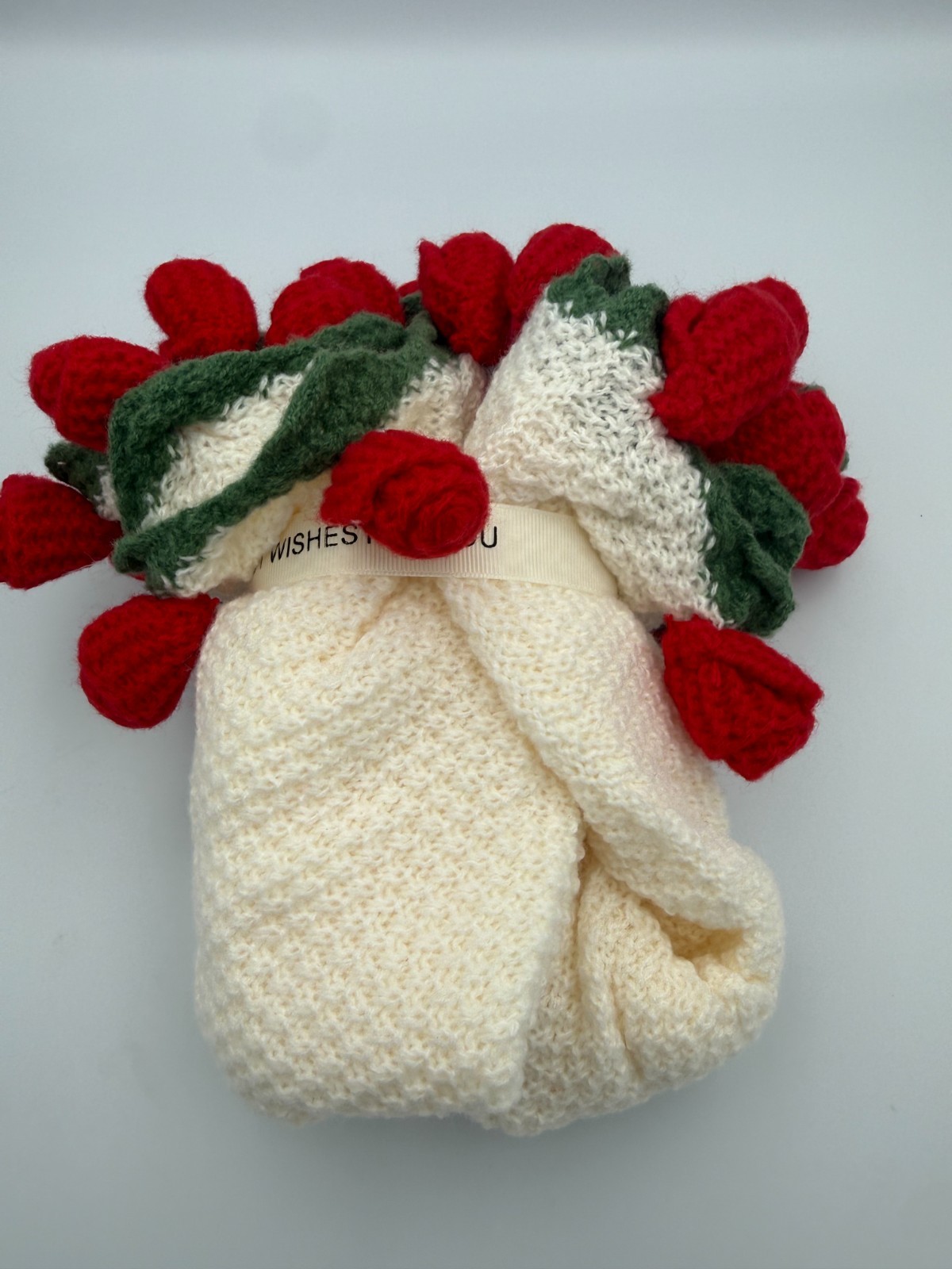 Handmade Style Crochet Rose Flower Bouquet – Forever Knit Gift Pink Roses Decor