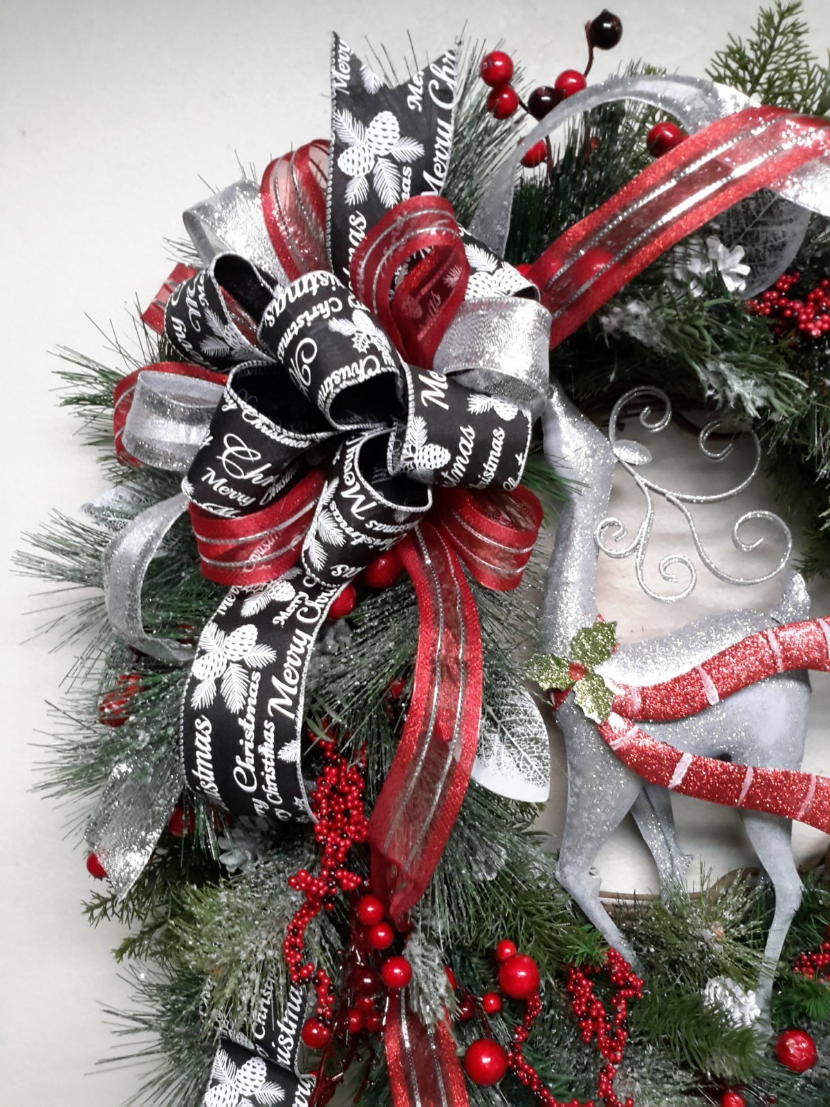 Winter Wreath Christmas Deer Door Decoration Woodsy Wreath SALE