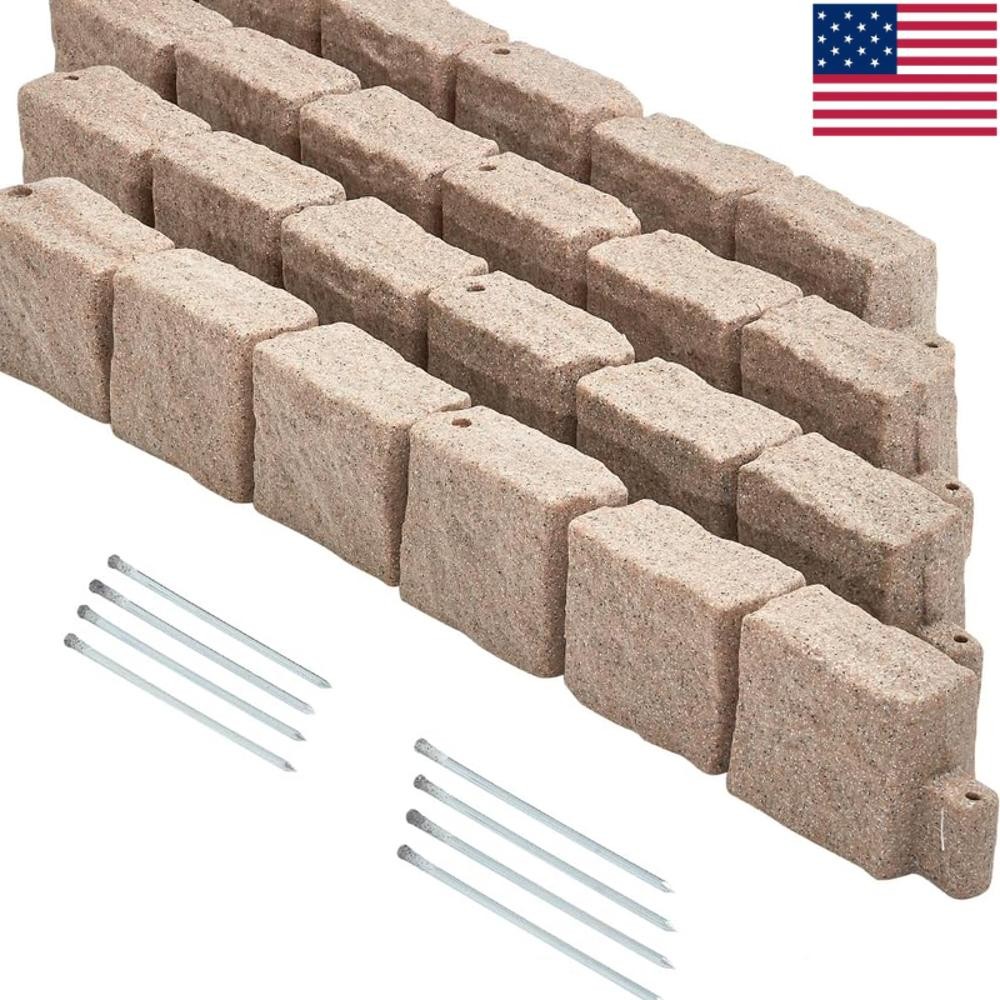 Plastic Garden Lawn Border Faux Stone Lawn Edging 12pcs for Home Improvement