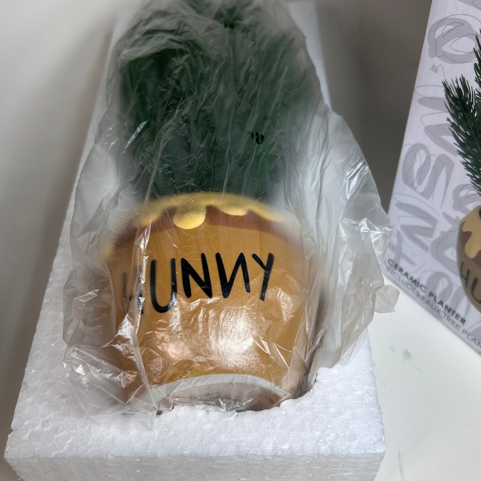 Disney Winnie the Pooh Hunny Pot Ceramic Planter Faux Pine Desk Tree New in Box