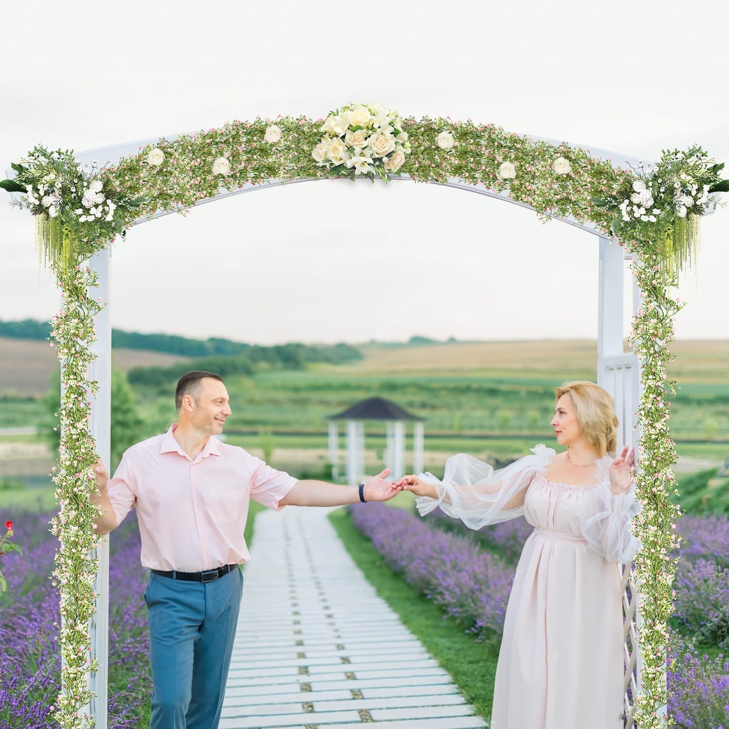 Impulja Baby’s Breath Garland 6FT, Artificial Gypsophila Flowers Wedding Decor
