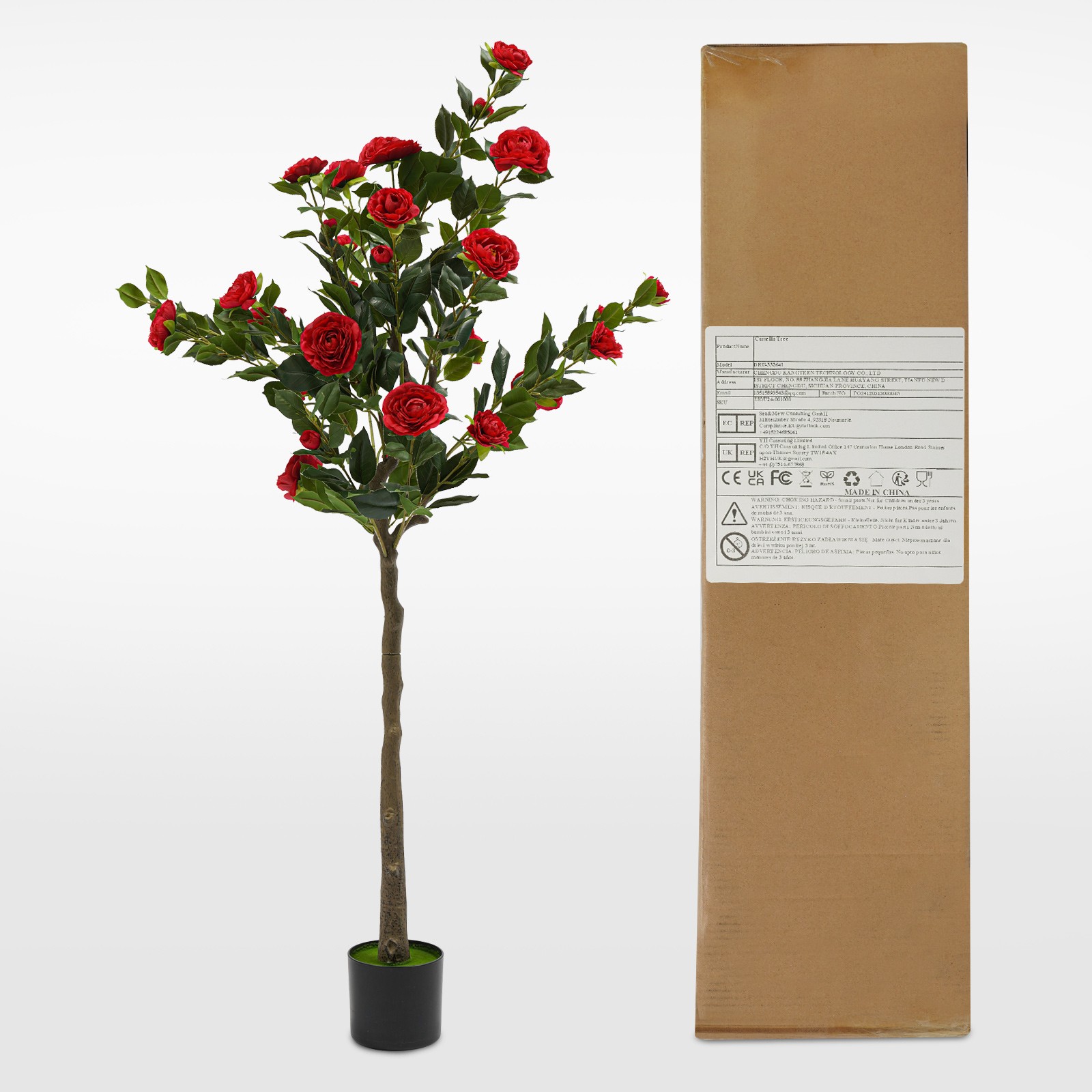 59in Artificial Camellia Tree Modern Home Decor (indoor/outdoor). Retail $65.08