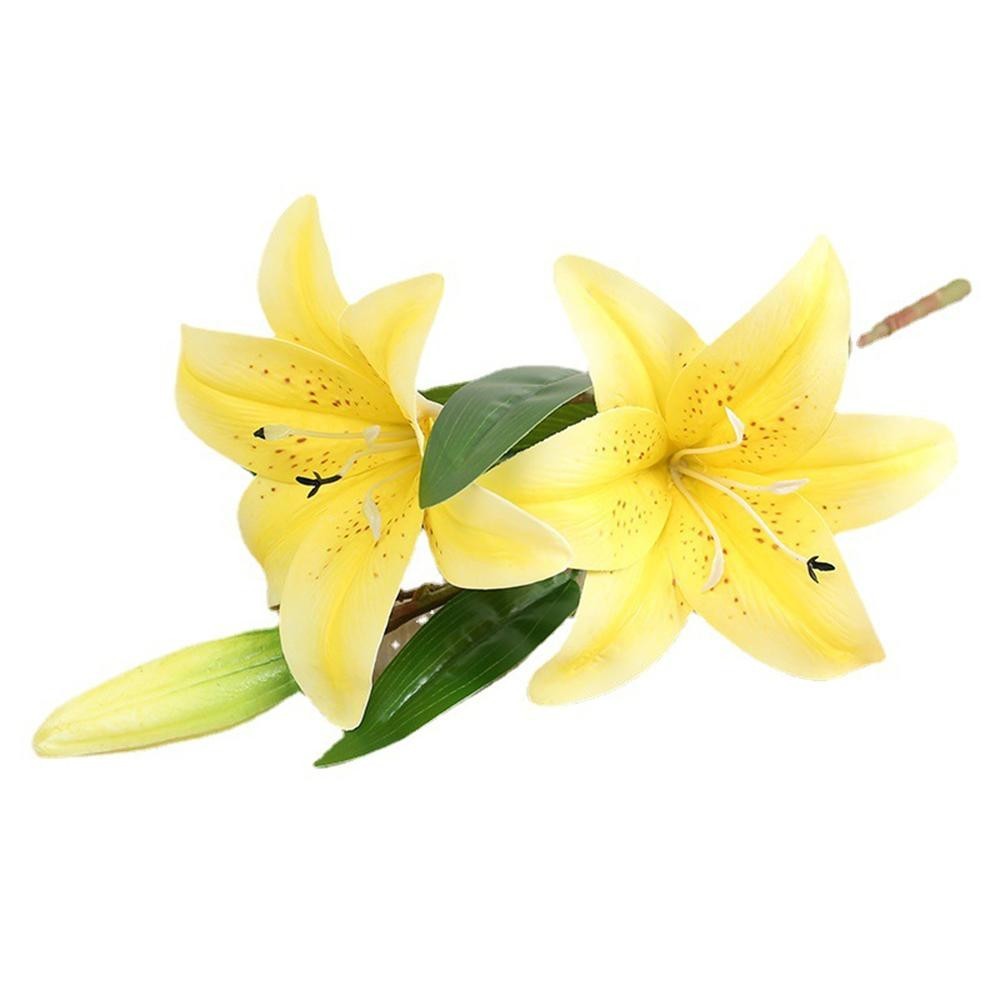 2heads 3D Printed Lily Artificial Flowers Real Look for Wedding Party Home Decor