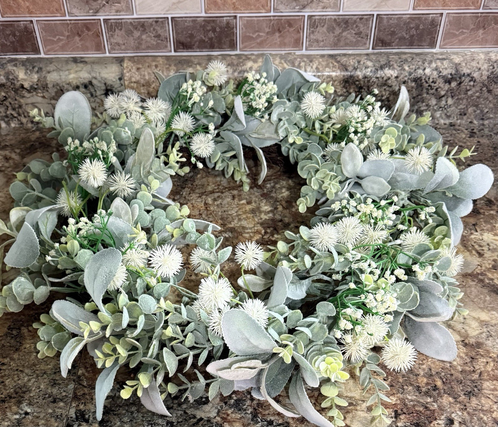 Artificial Eucalyptus Lambs Ear Mixed Greenery Everyday Year Round Wreath