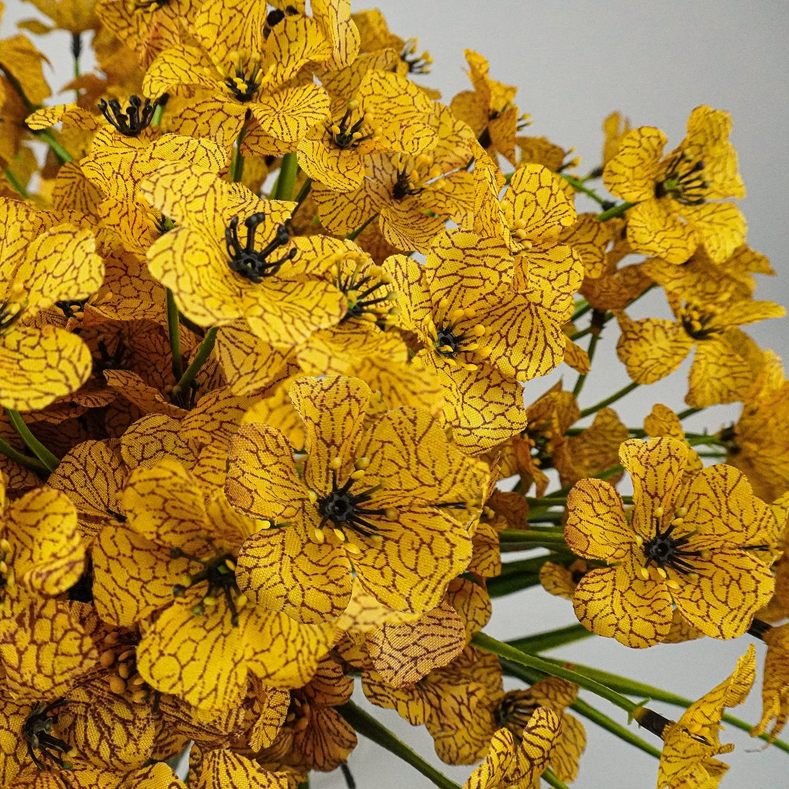 72 Bundles UV Resistant Yellow Artificial Flowers for Outdoor Home Garden Décor