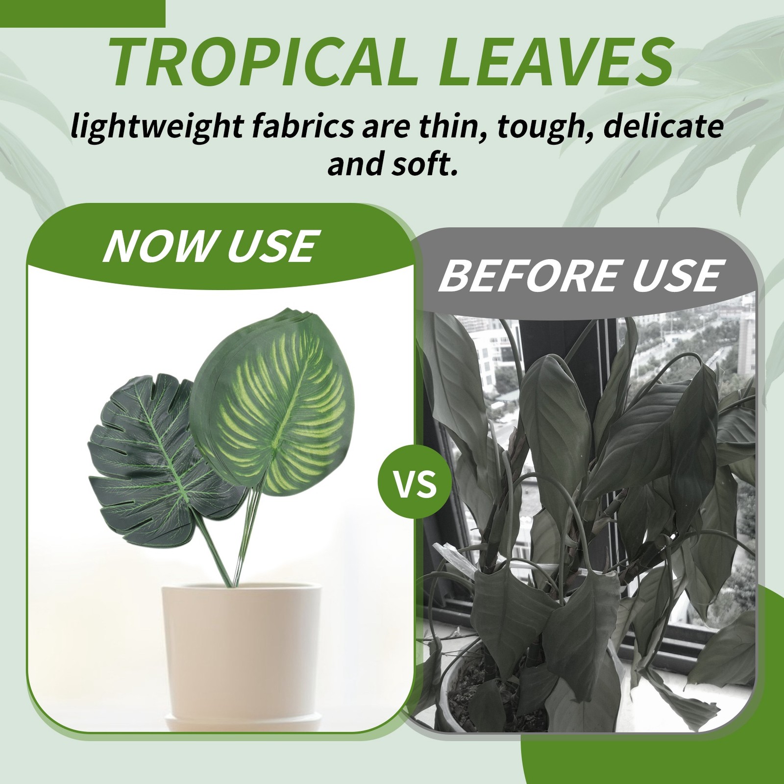 3X(88 Pieces Palm Jungle Leaves 8 Kinds Faux Tropical Monstera Leaves with6542