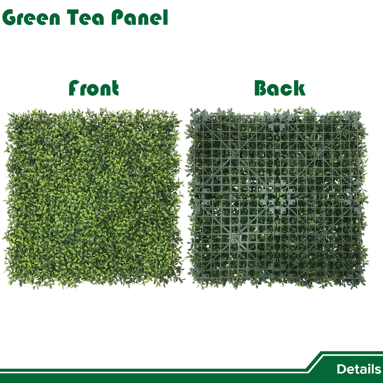 20″ Artificial Faux Green Tea Leaf Grass Mats Privacy Home Hedge Festival Decor