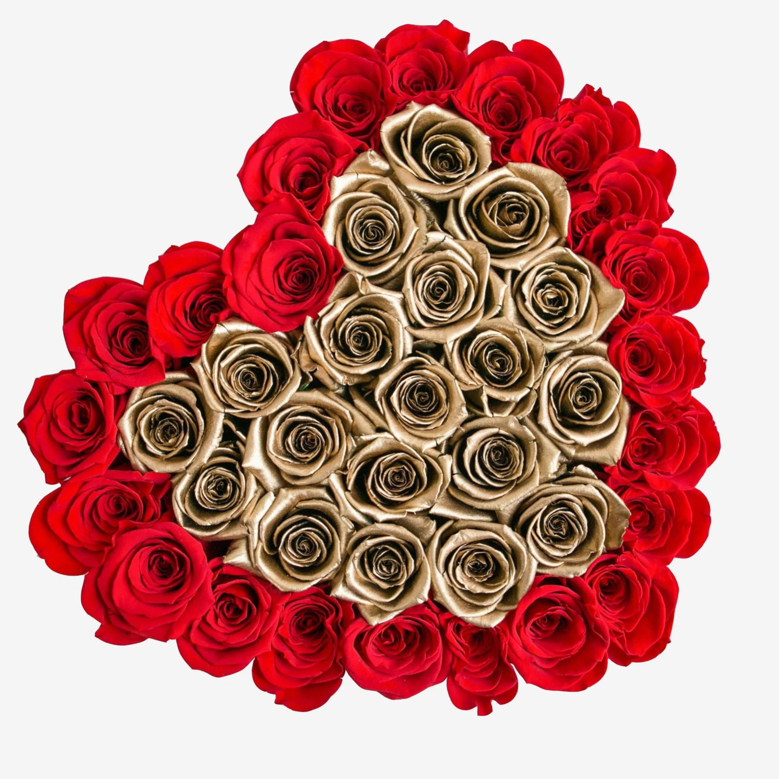 Used The Million Roses Heart Black Box Red Gold Roses with Lid Forever