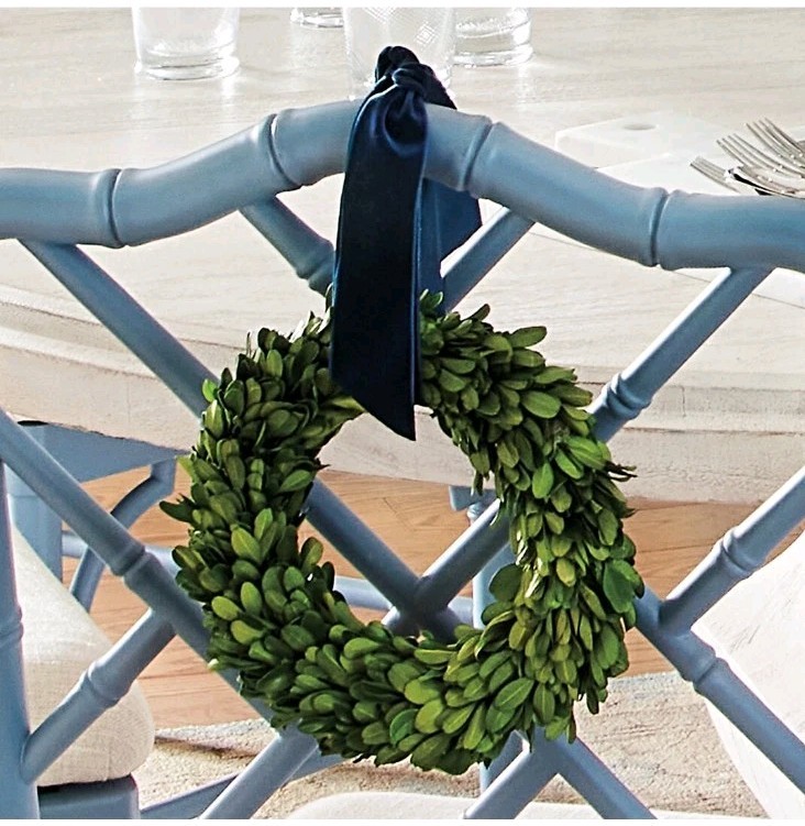 BALLARD DESIGNS PRESERVED BOXWOOD TOPIARY WREATH CHAIR TABLE CENTERPIECE DECOR