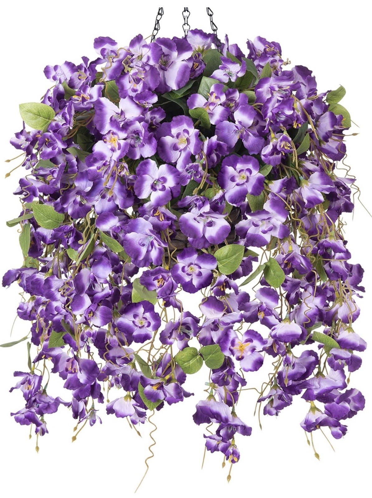 4 Pcs Artificial Hanging Hibiscus Purple Flowers Floral Arrangement