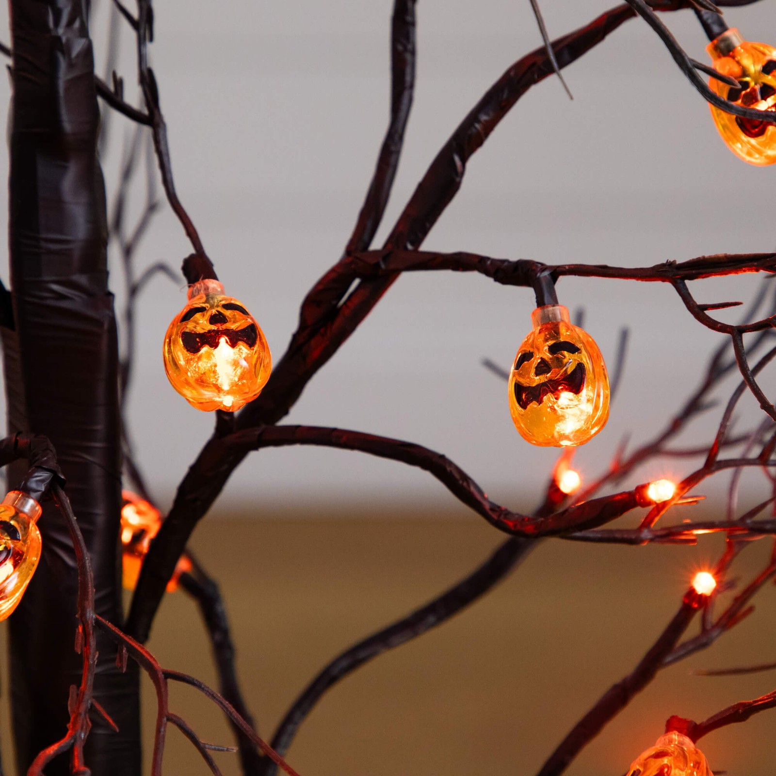 Nearly Natural 3ft Pre-Lit Halloween Black Twig Tree w/ 18 Orange LED Lights
