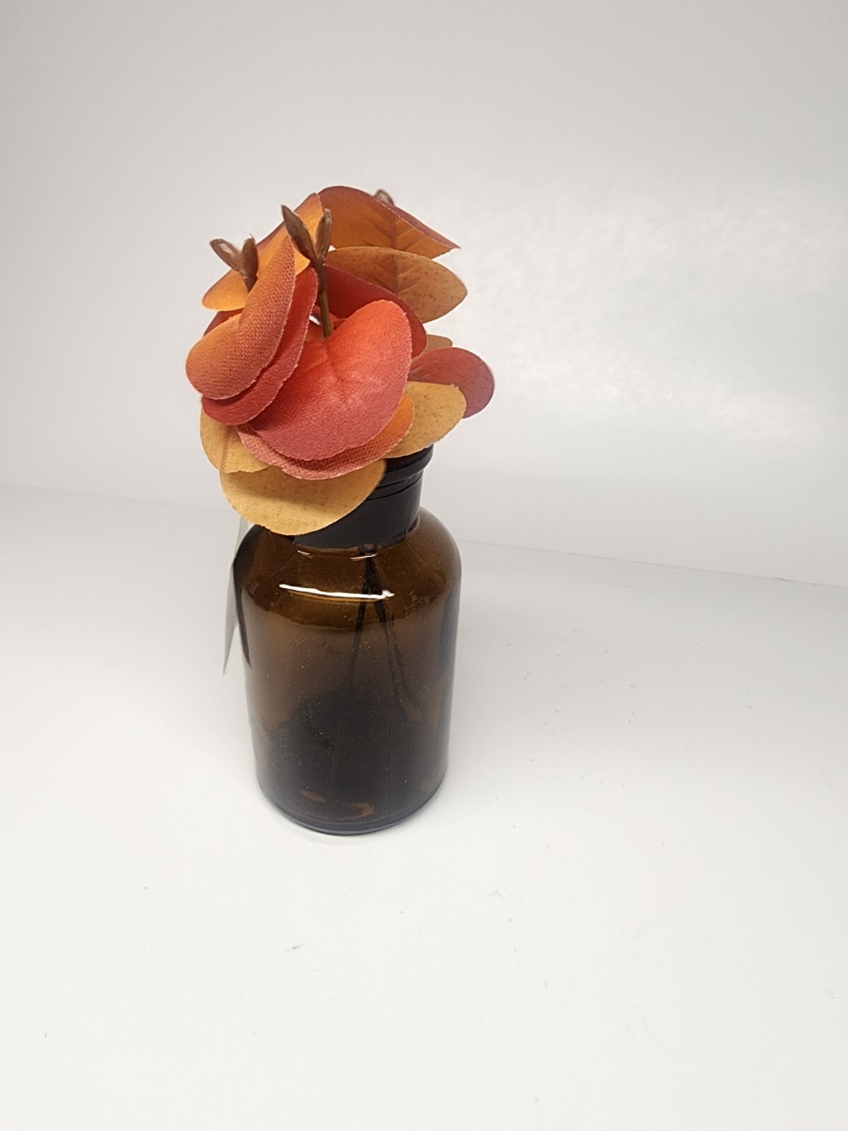 Small Artificial Fall Floral Arrangement in Glass Vase Tabletop Indoor Decor New