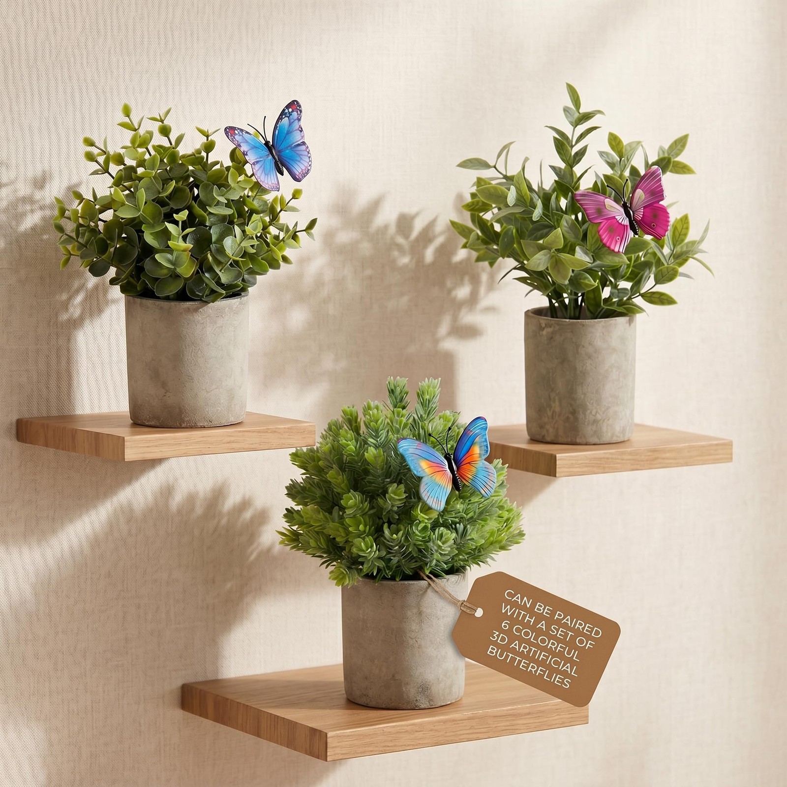 3 Pack Mini Artificial Potted Plants – Fake Eucalyptus, Boxwood & Rosemary wi…