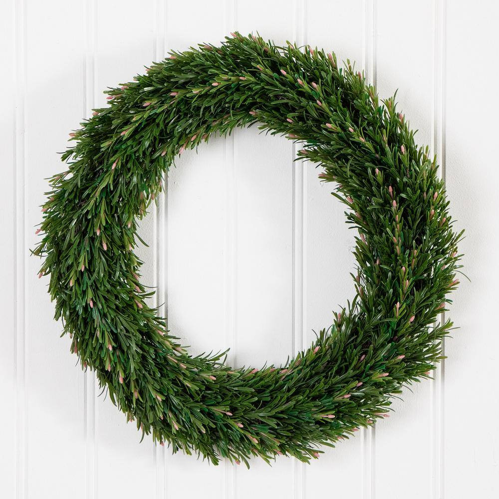 24 In. UV Resistant Rosemary Artificial Wreath (Indoor/Outdoor)