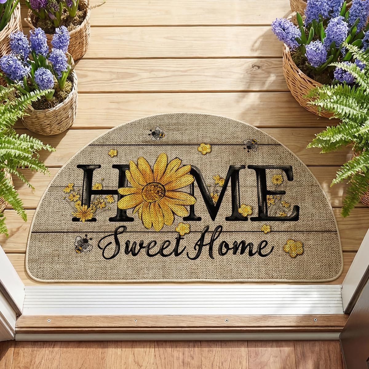 Bee Sunflower Daisy Home Sweet Home Summer Home Decor Low-Profile Switch Rug Doo