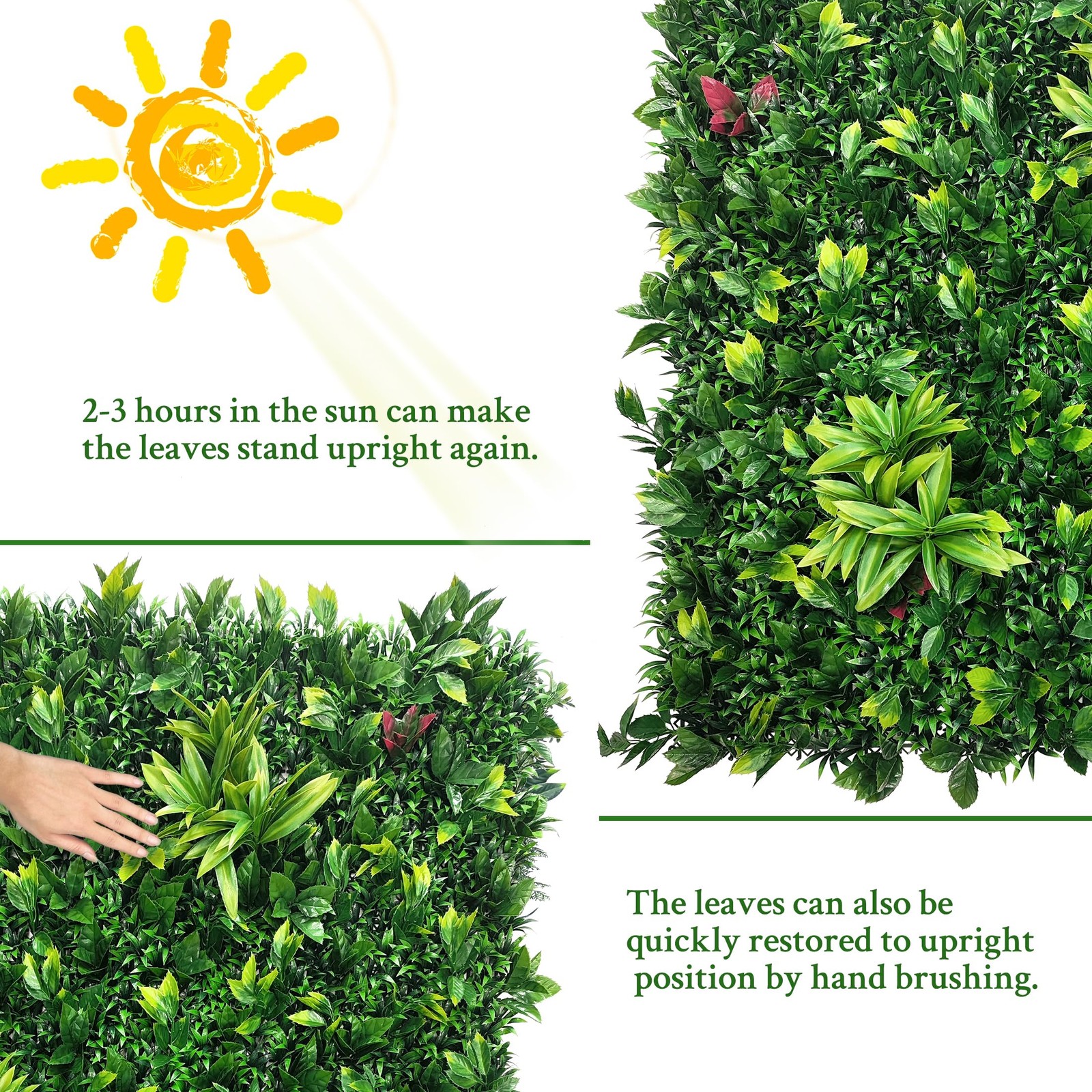 Artificial Boxwood Panels: 20″x20″ 12P UV-Anti Fake Grass Ivy Privacy Hedge G…