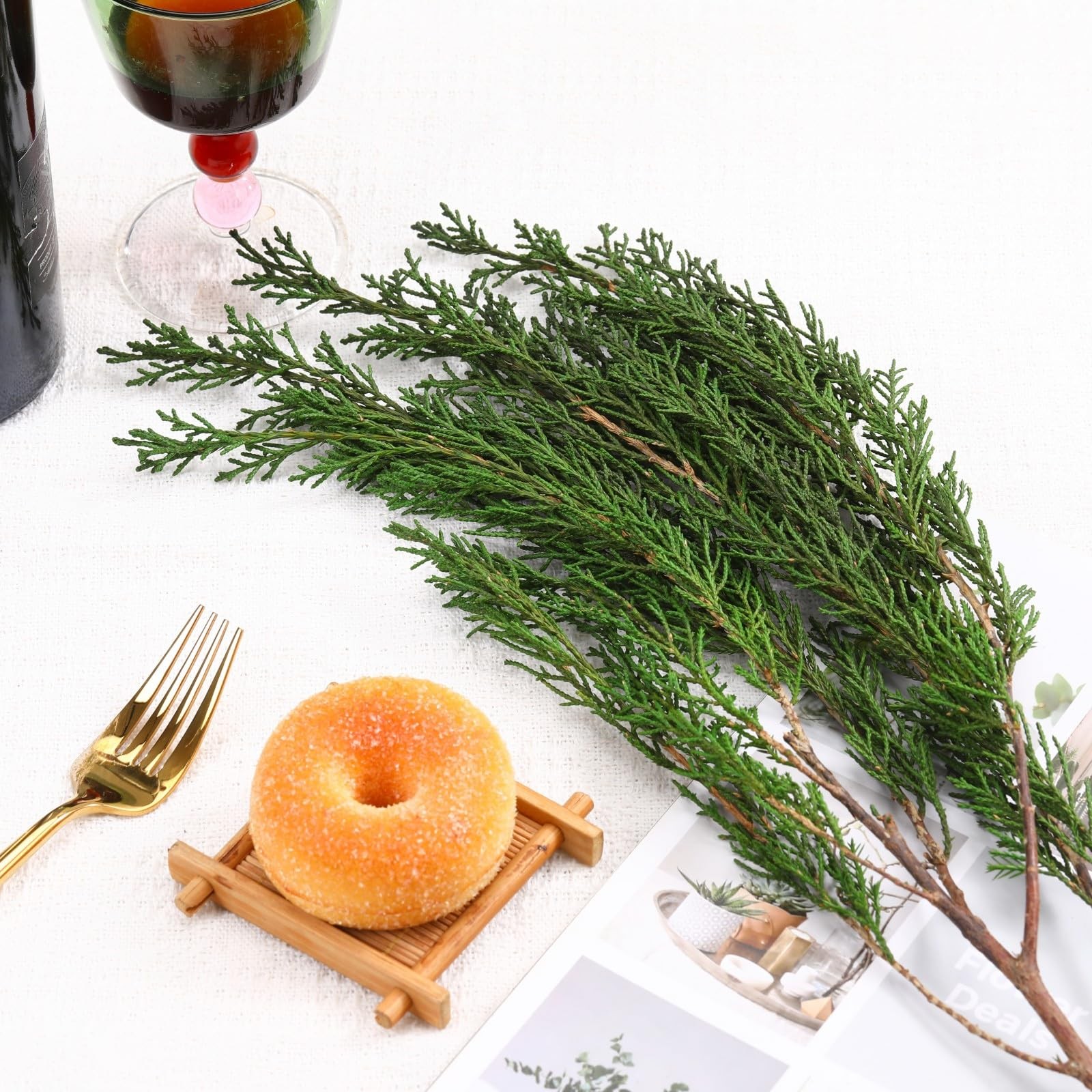 6OZ Preserved Real Pine Leaves Branches -17” Natural Christmas Greenery Plan…