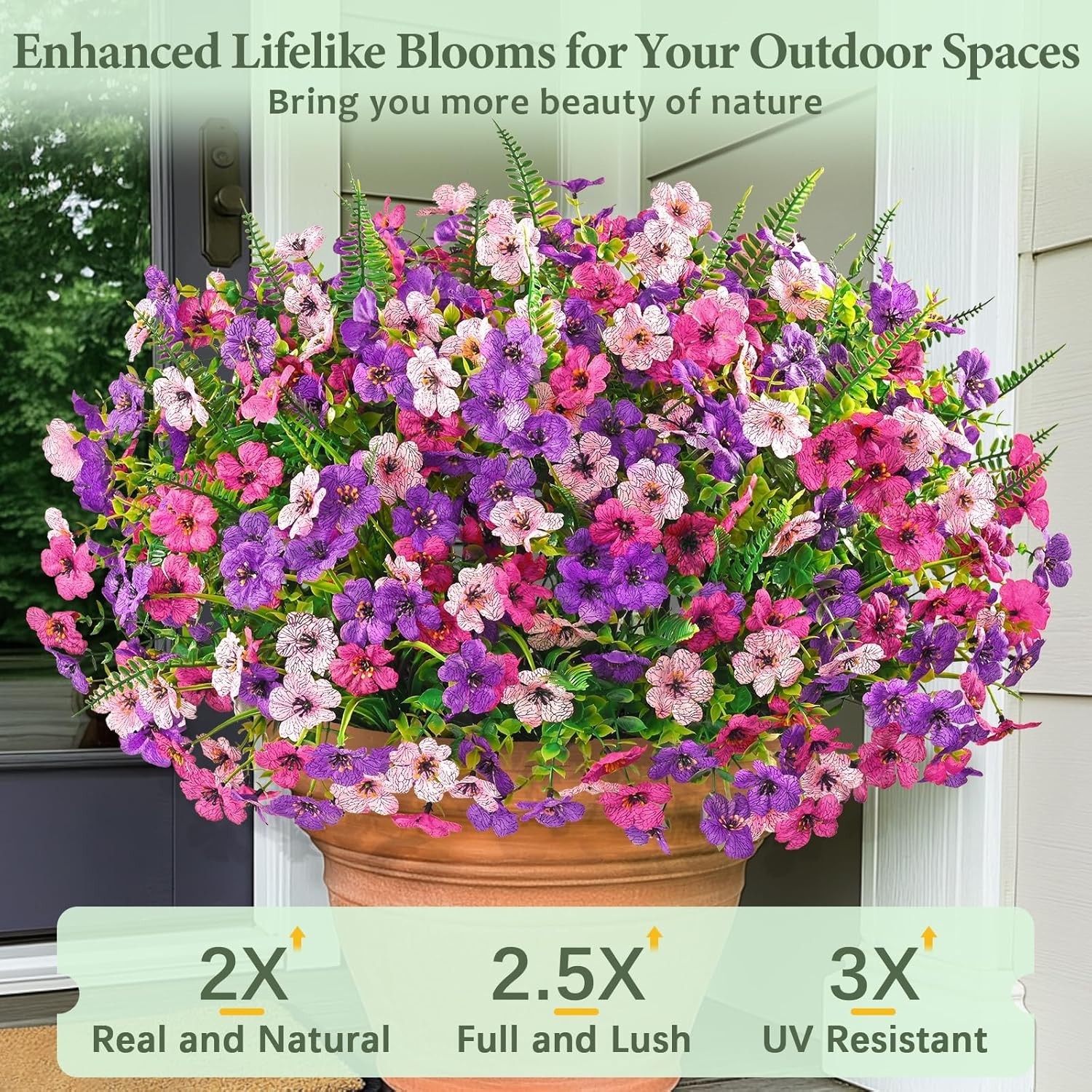 Elegant 12 Bundle UV Resistant Faux Outdoor Flowers for Weddings & Decor