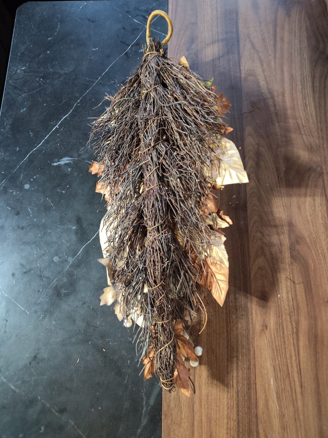 Artificial Autumn Harvest Hanging Swag with Pumpkins and Leaves for Decor