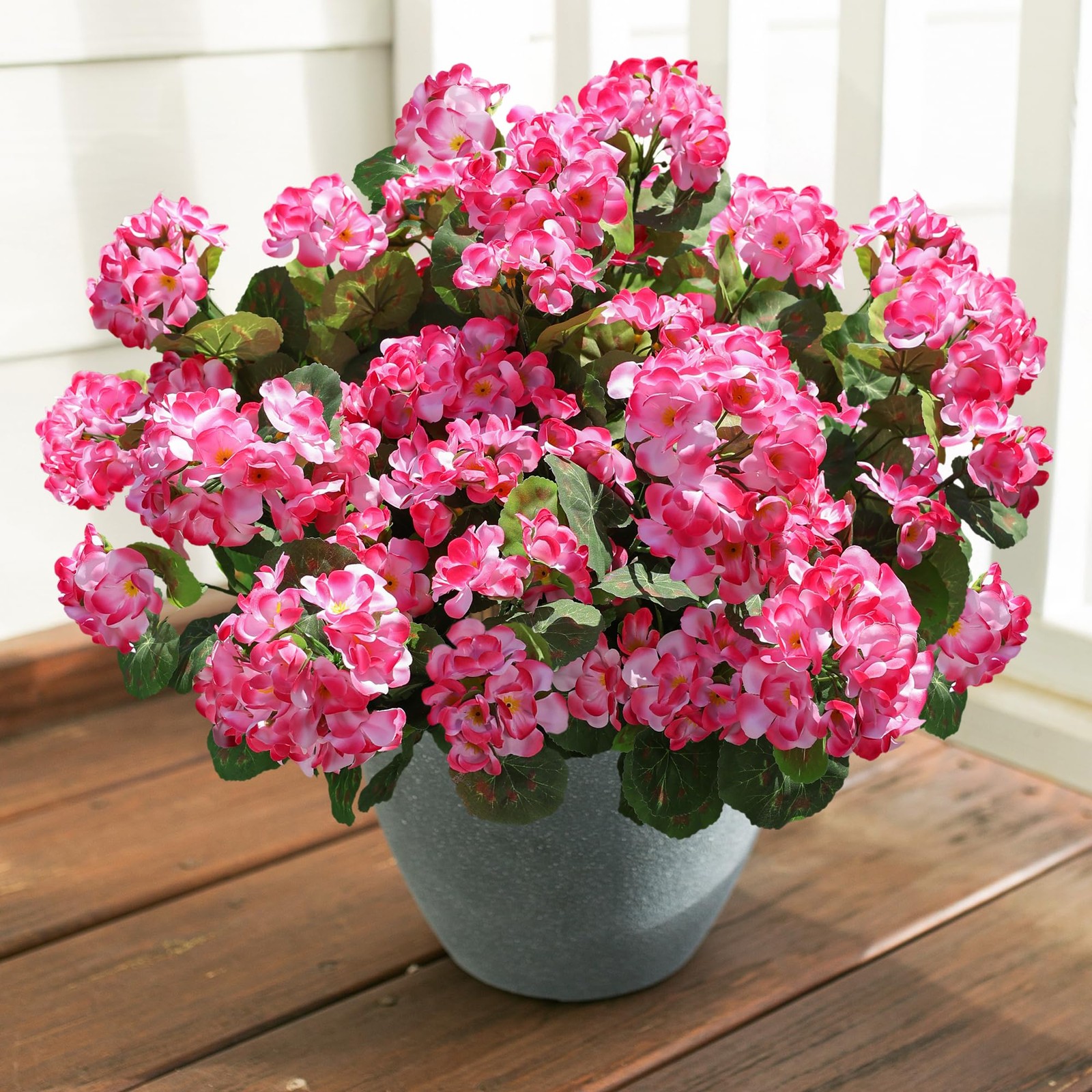 Artificial Geranium Fake Flowers for Outdoors Decoration, 6 Bundles Silk Gera…