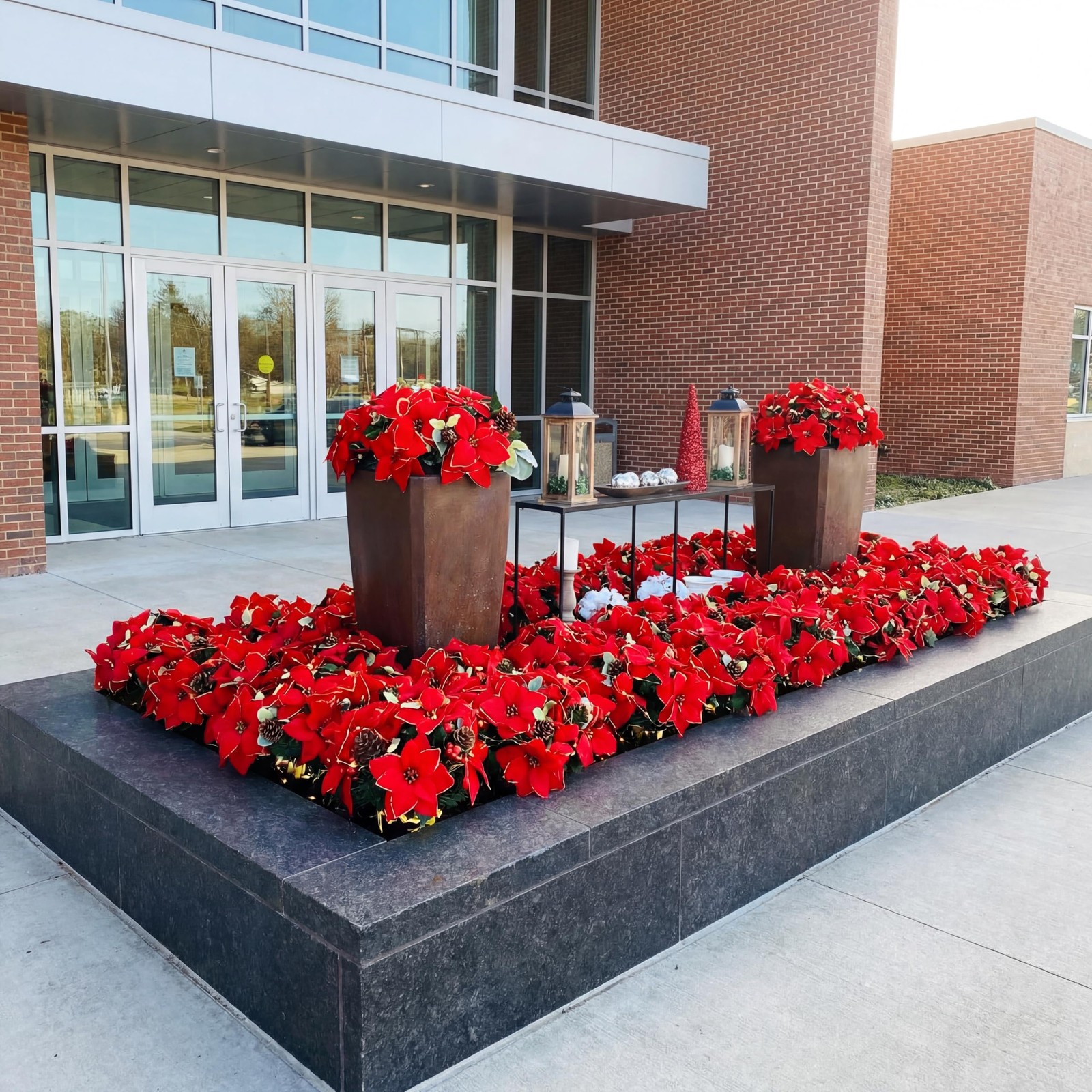 2 Packs Poinsettias Artificial Flowers for Outdoors 11” Faux Artificial Flow…