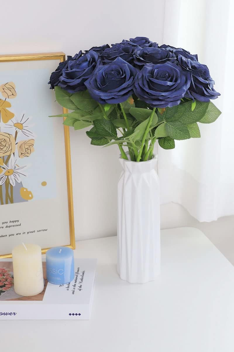Artificial Rose Flower Navy Blue Flowers Navy Blue Roses Silk Flowers 12 pcs wit