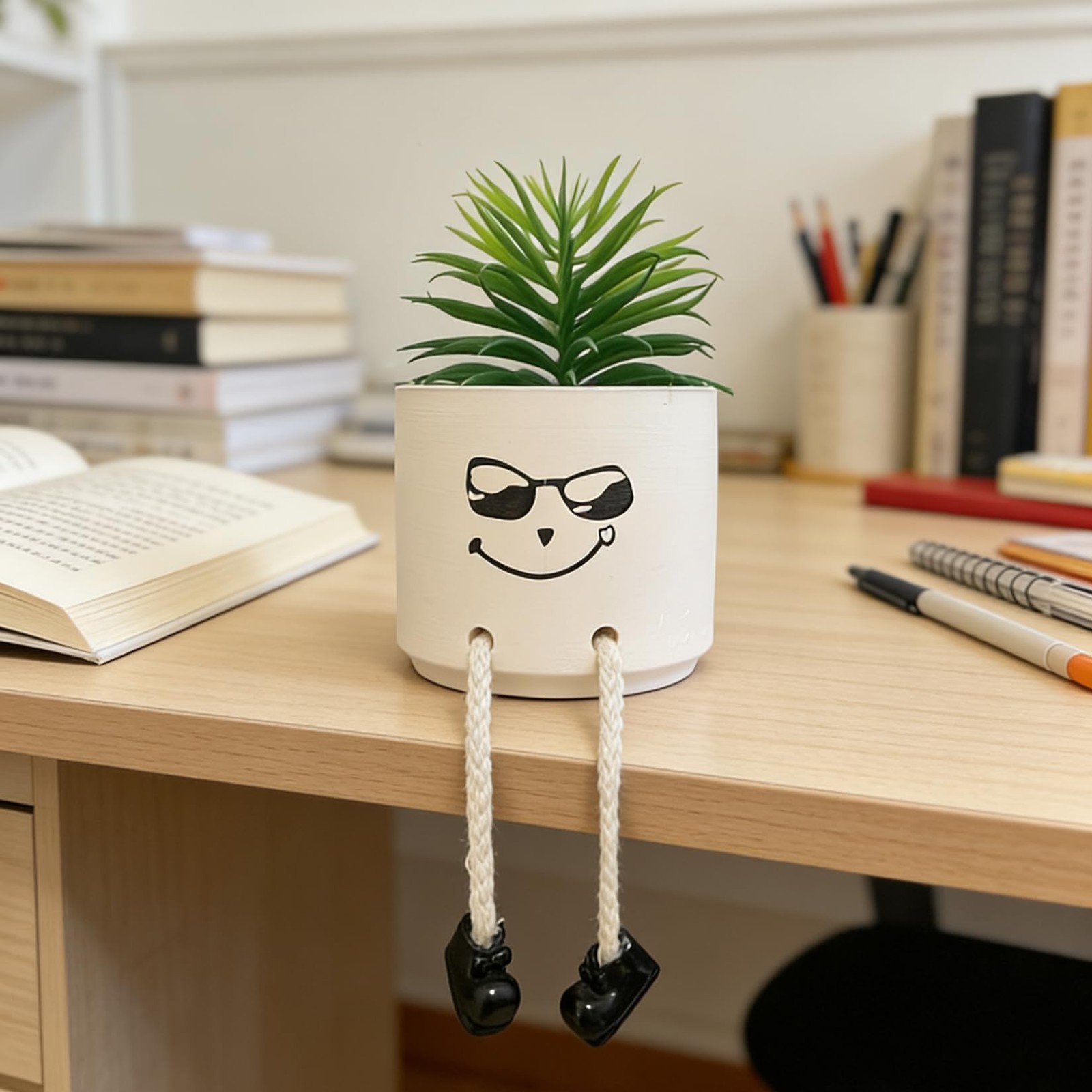 Small Fake Plants with Hanging Legs, Faux Succulents Office Decor, Fake Succu…