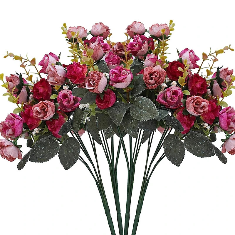 2PCS Artificial Silk Rose Flowers Bouquet Plastic Plants Home Wedding Party Deco