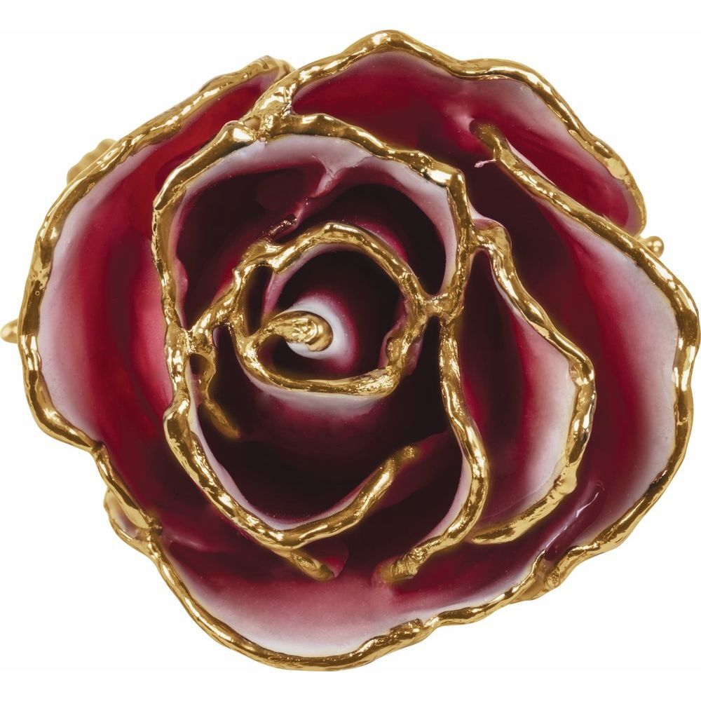 24k Gold Dipped White & Red Lacquer Real Rose Valentine’s Day Holiday Gift