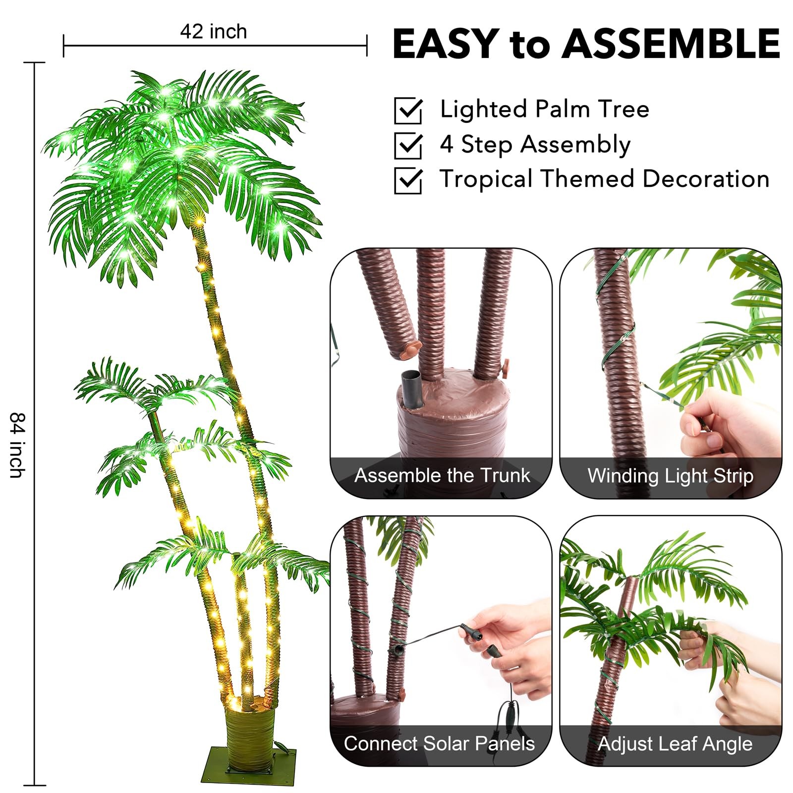 7FT Palm Trees for Outside Patio, Christmas Palm Trees Decor, Waterproof＆Wind…