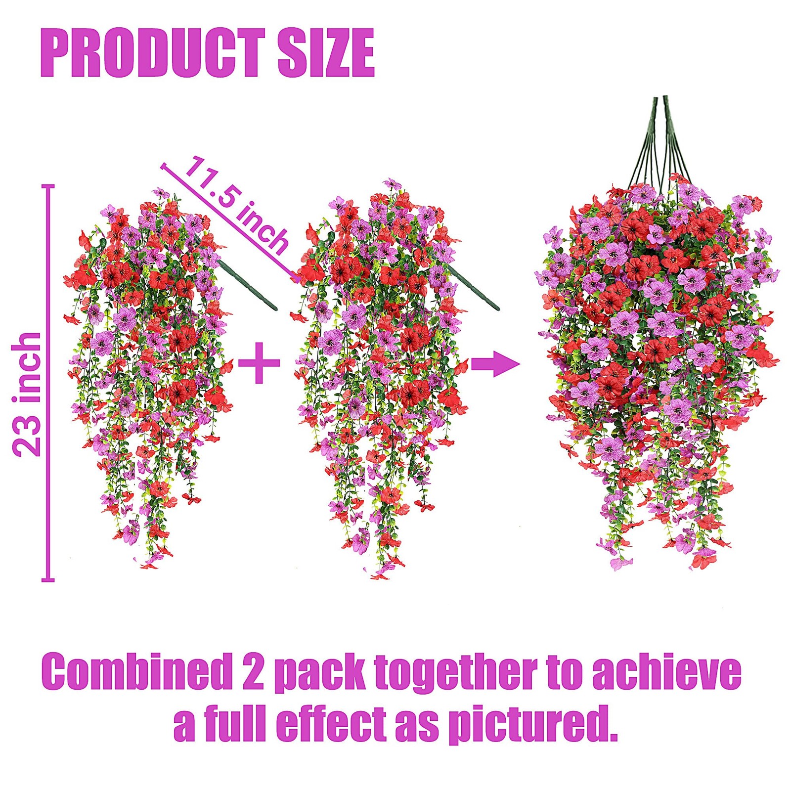 Artificial Fake Hanging Flowers Plants for Outdoor Outside Spring Summer Deco…