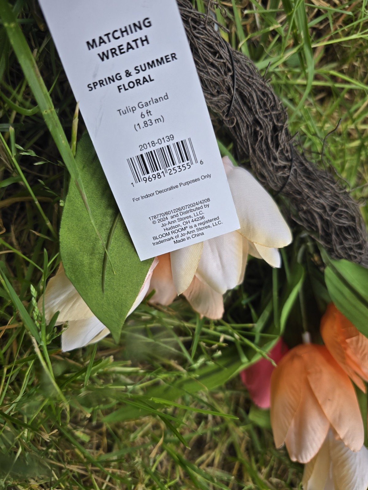 Bloom Room 6 Feet Spring Floral Tulip Garland Silk Flowers NEW – $40 Retail