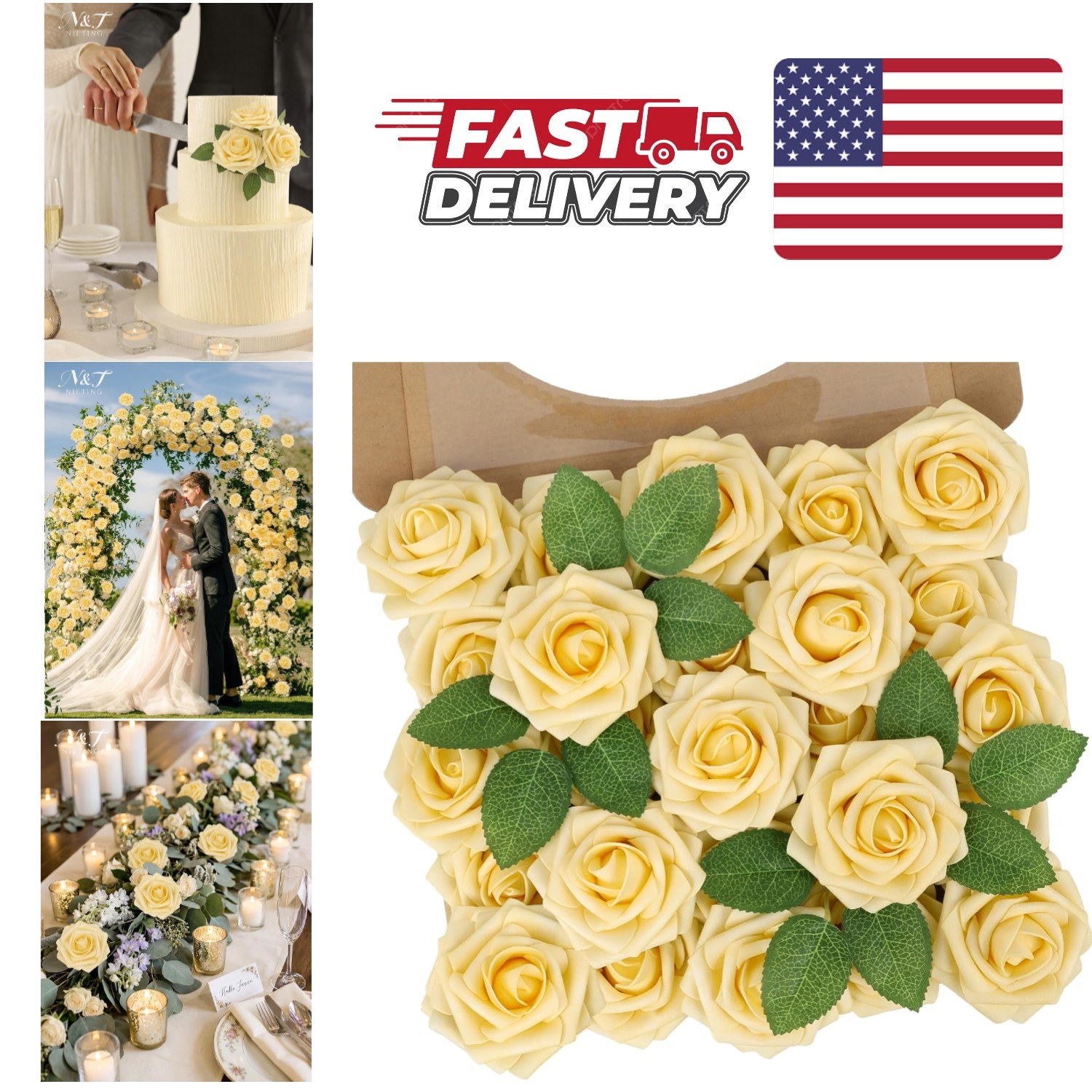 25Pcs Fake Flowers Goose Yellow Roses Perfect for Home and Event Arrangements