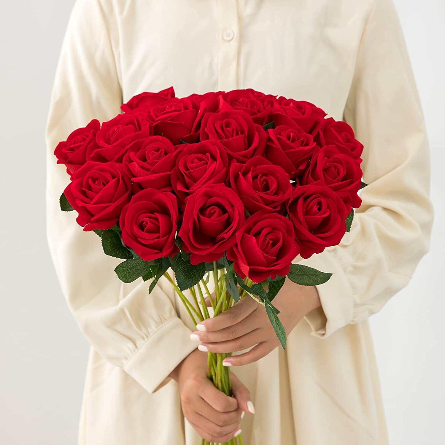 20× Red Silk Roses Artificial Flowers Realistic Bouquet Home Decor Xmas Gifts