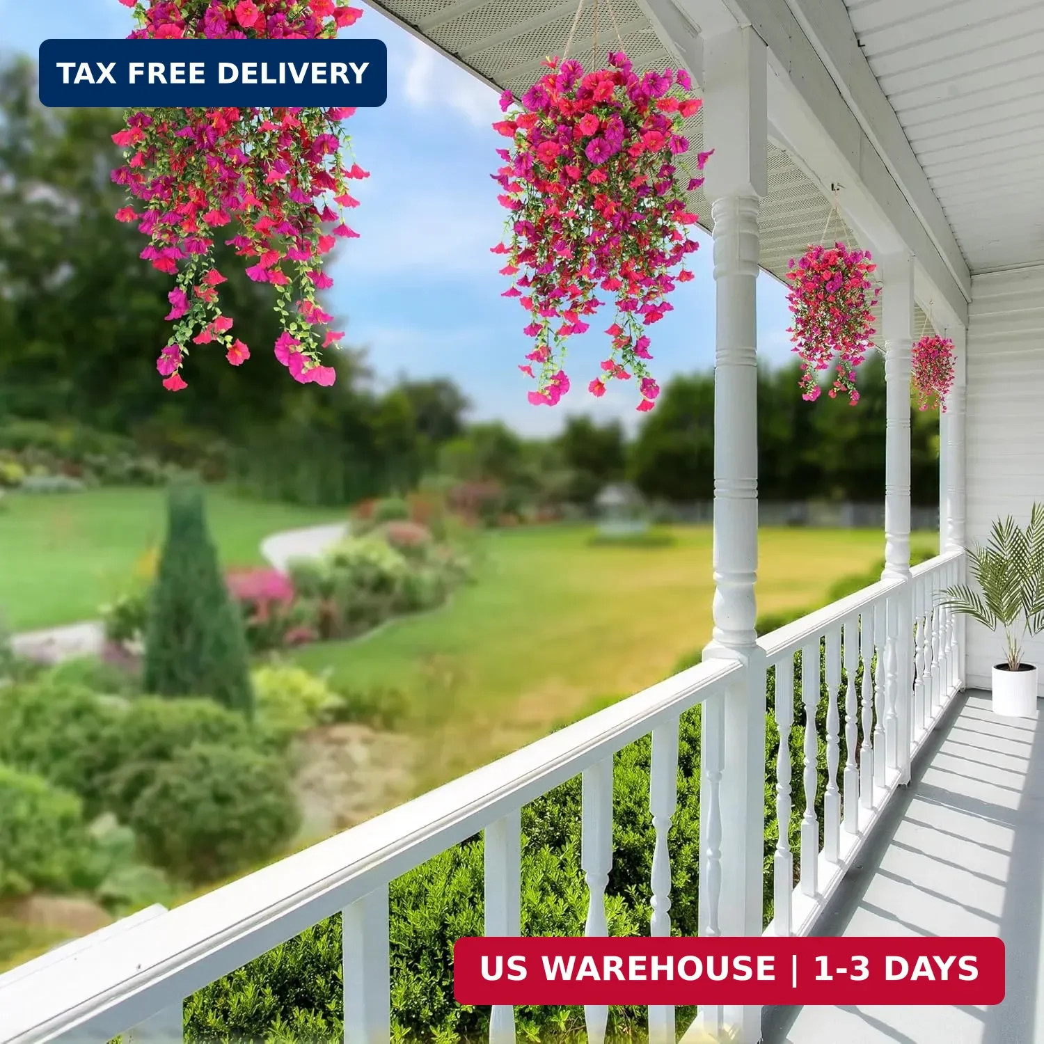 Artificial Fake Hanging Flowers Plants for Outdoor Outside Spring Summer Decorat