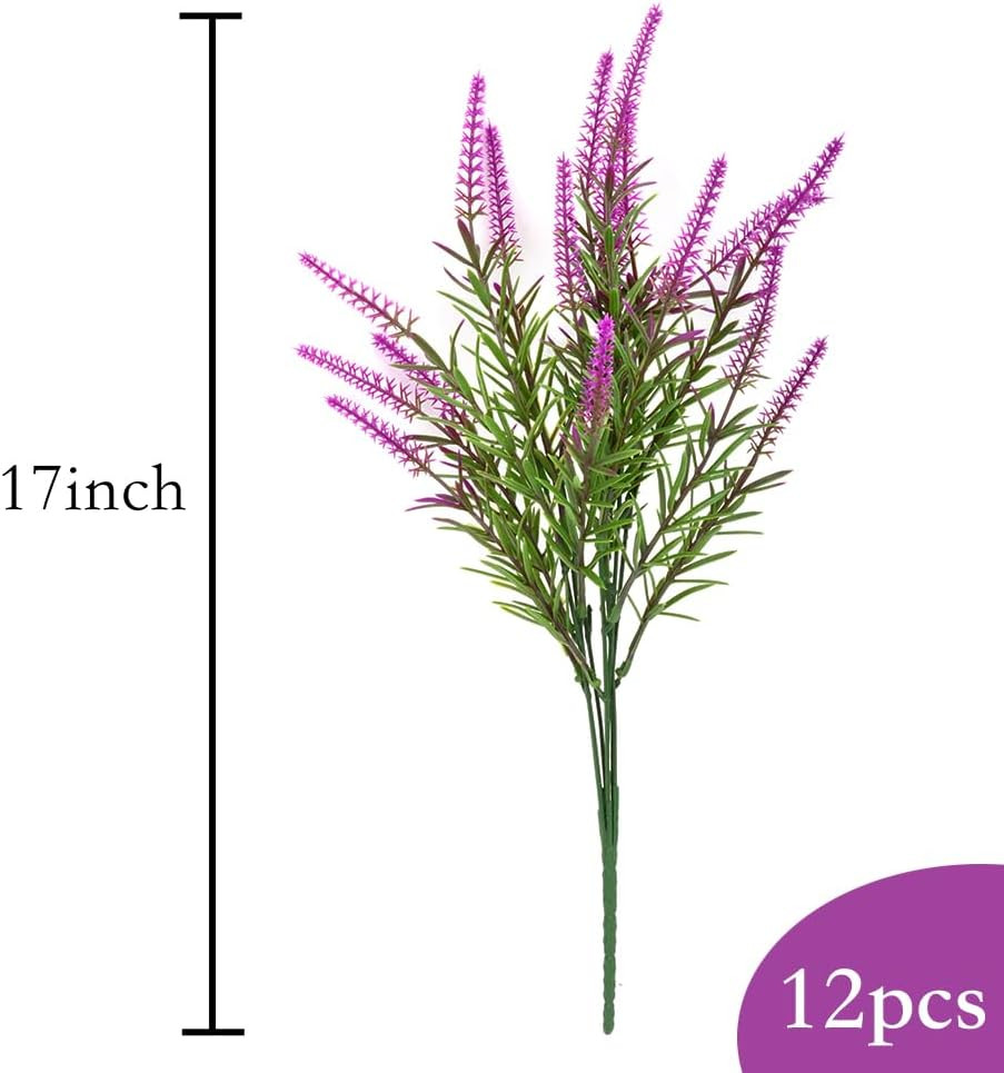 12 Bundles Outdoor Artificial Flowers Lavender Artificial Plants Fake Bushes Art