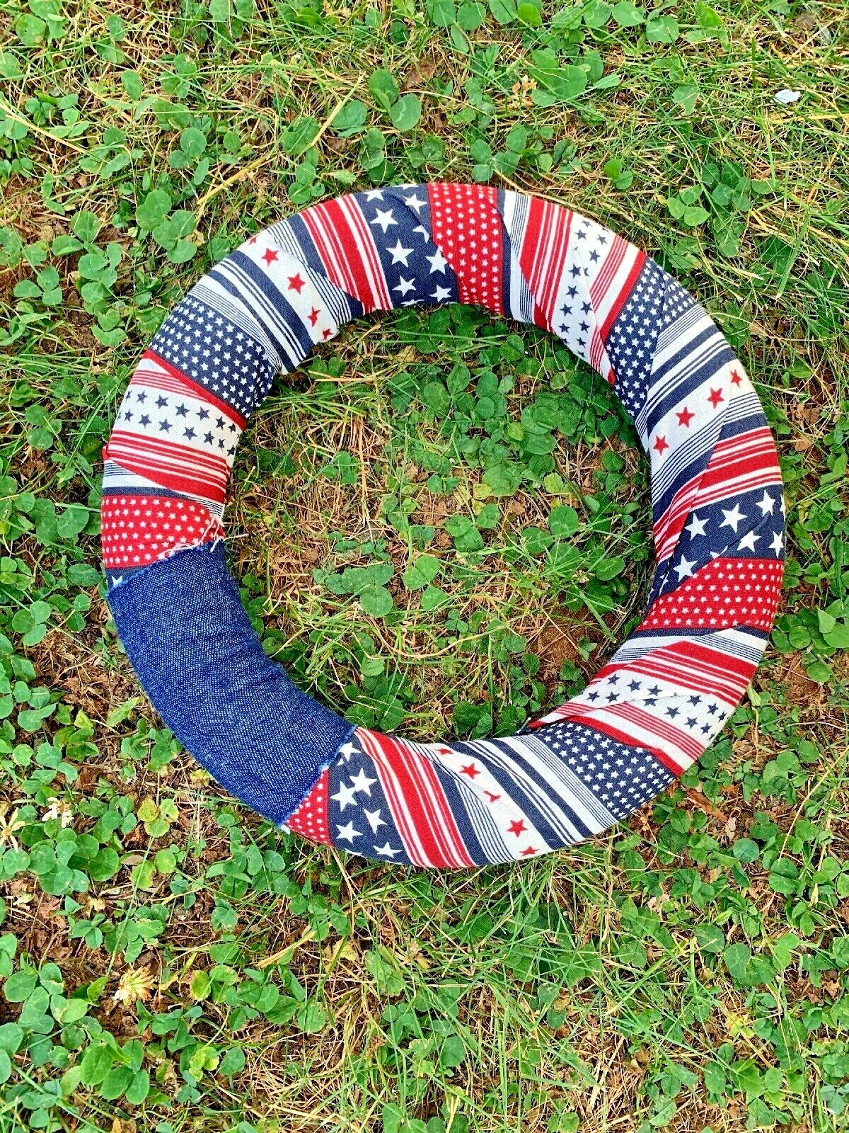 Vintage Handmade PATRIOTIC USA FLAG 4th of July Door Wall Wreath Art 10″❤️ sj17j