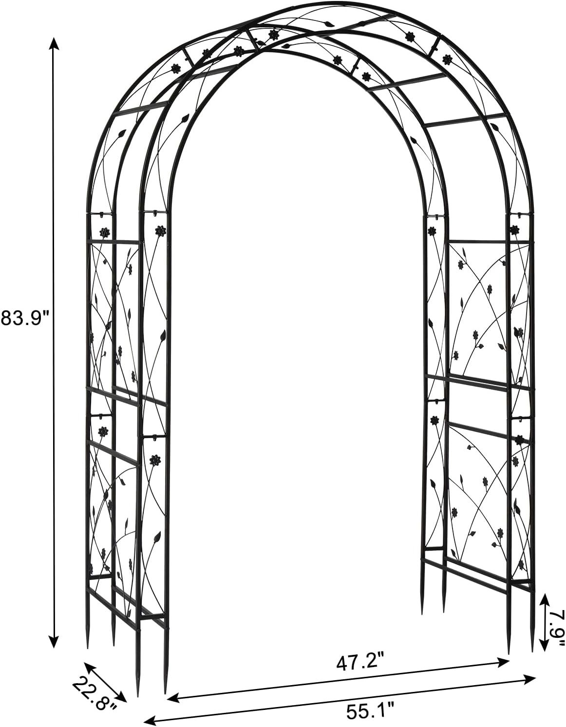 Garden Arbor, Arch for Wedding Ceremony Party, Christmas Garden Decor Steel G…