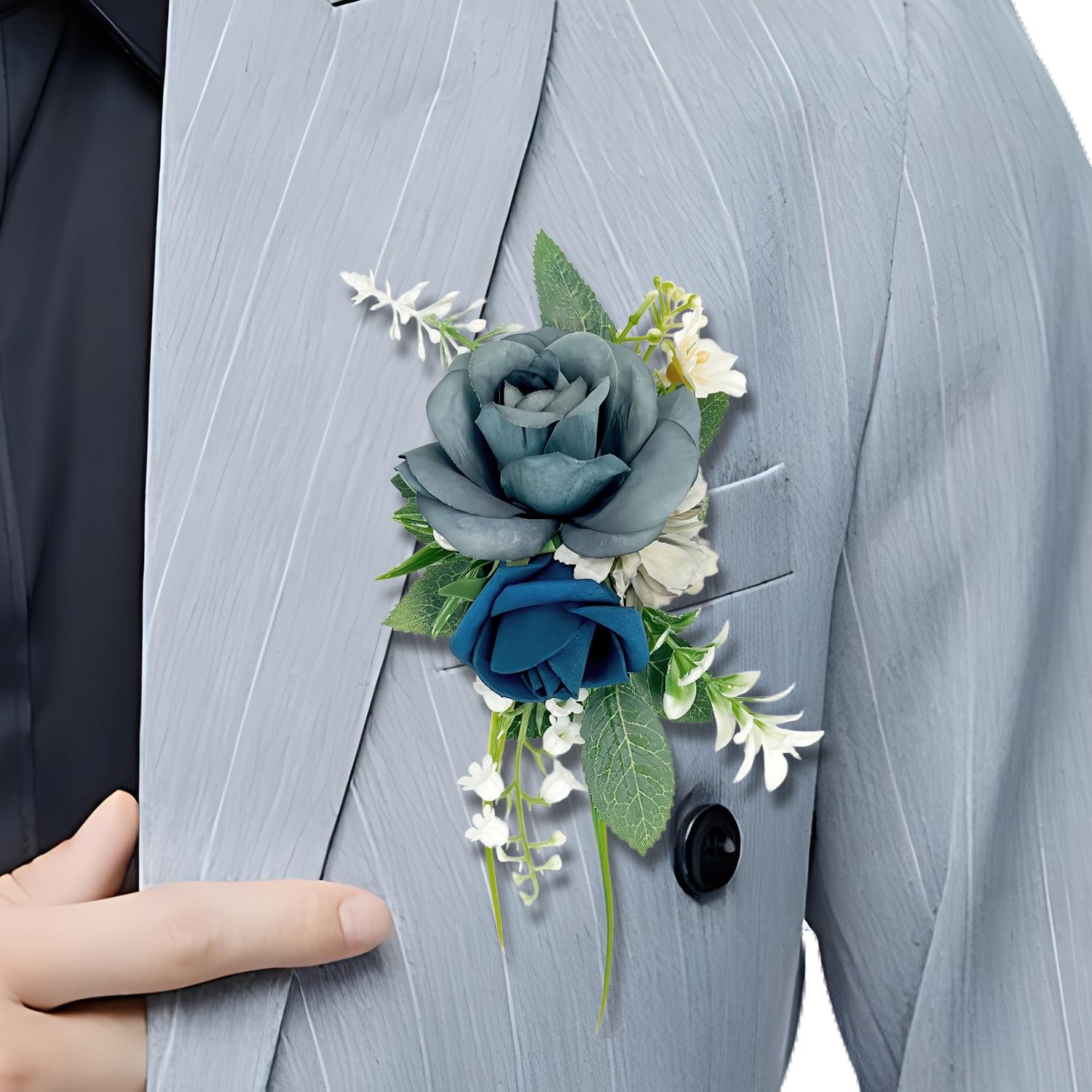 Boutonniere For Men Blue Rose Groom Groomsmen Wedding Prom 6.7×4 Inch Size