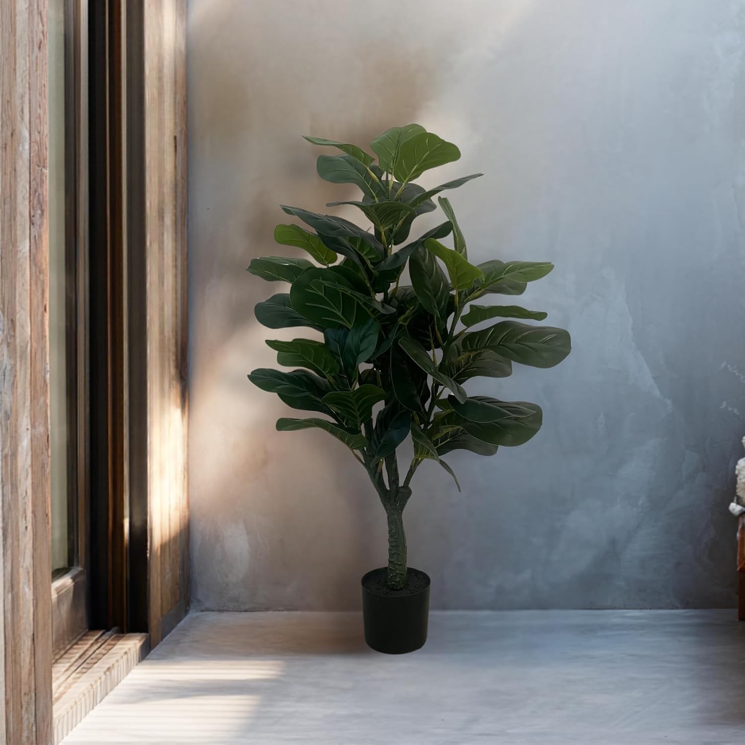 39.4-Inches Artificial Fiddle Leaf Fig Tree in Pot for Indoor Outdoor Home