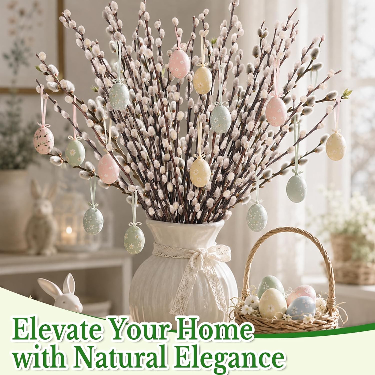 Natural Dried Pussywillow Branches 25 Stems 15-17″ Real Preserved for Vase Decor