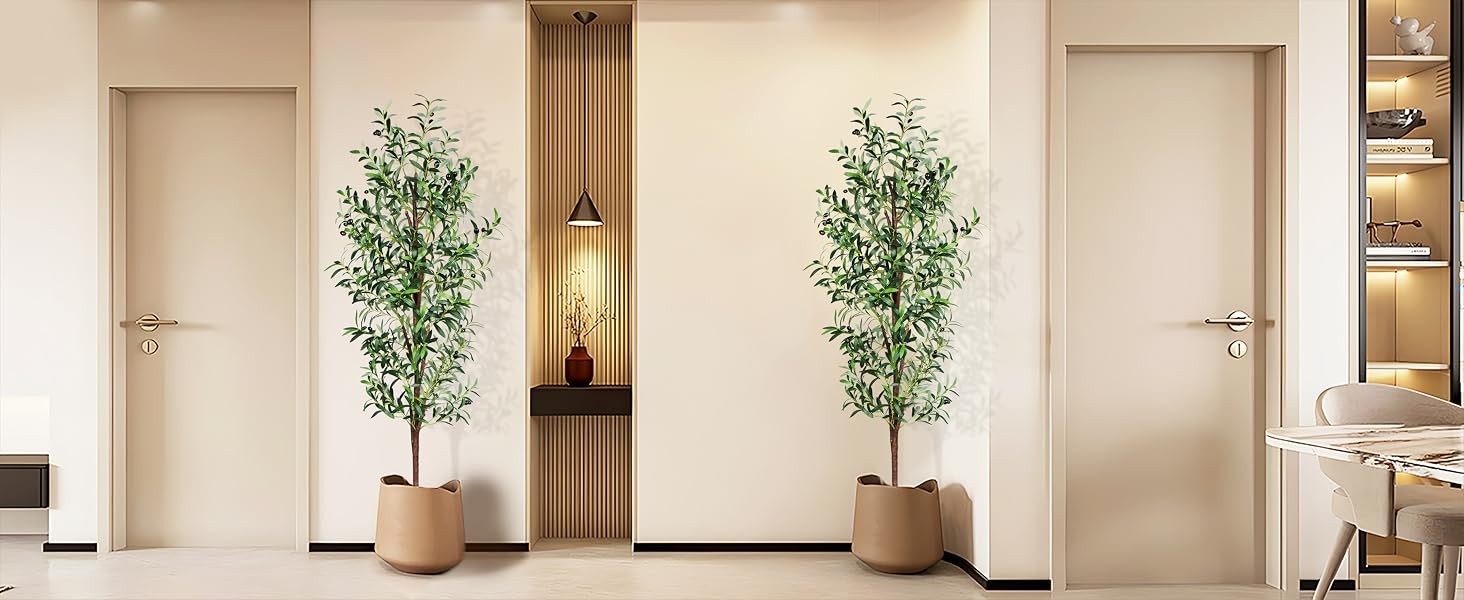 Artificial Olive Tree, 6FT Tall Faux Olive Trees 72in Outdoor Fake Potted Silk