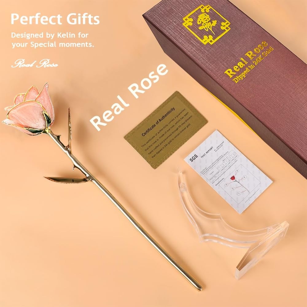 24K Gold Dipped Real Rose – Unique Eternal Gift for Her – Perfect for Valentine’