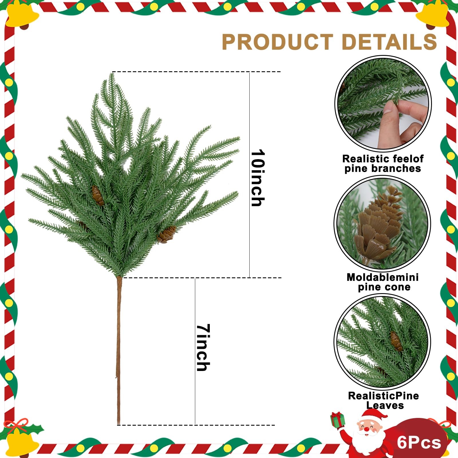 HUZIYAHAN Christmas Norfolk Pine Stems 18Inch Artificial Christmas Green Plan…