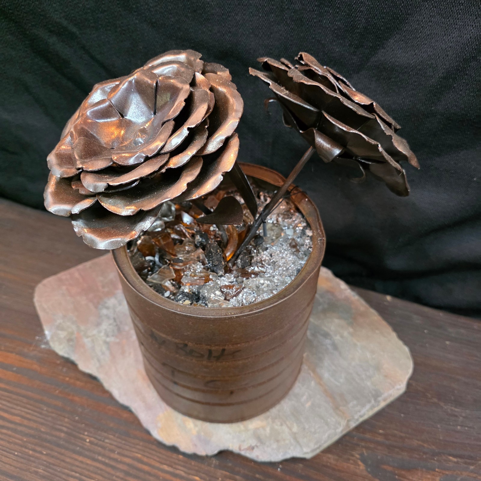 Rustic Steel Roses Metal Flower Arrangement | Reclaimed Coffee Can Floral Art