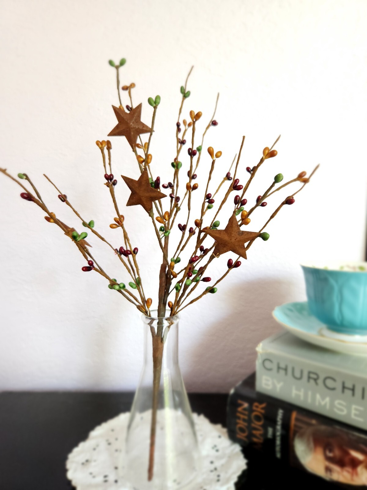 Burgundy Green & Mustard Berry Picks Artificial Berries Spray Home Decor N510